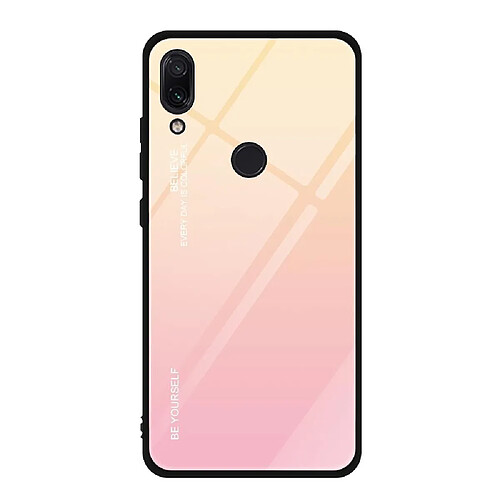 Wewoo Coque Pour Xiaomi Redmi Note 7 étui en verre de couleur dégradée jaune