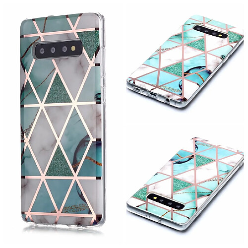 Coque en TPU motif marbre or rose imd blanc/cyan pour votre Samsung Galaxy S10 Plus