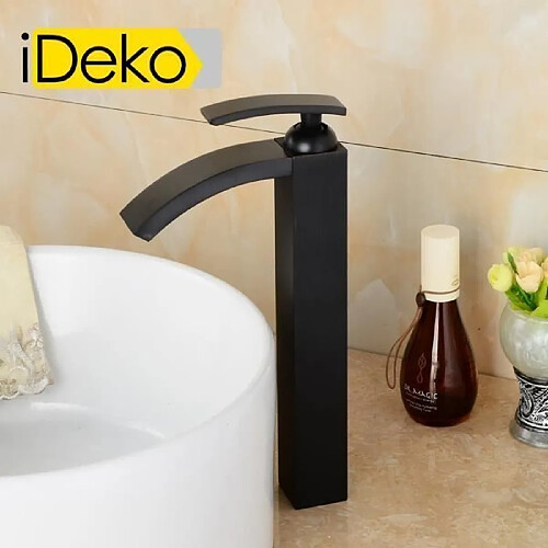 iDeko®Robinet Mitigeur lavabo cascade salle de bain (Haut)Noir & Flexible