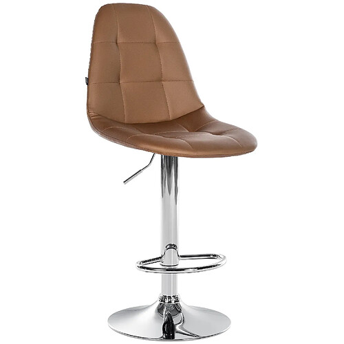 Decoshop26 Tabouret de bar x1 avec repose-pieds hauteur réglable pivotant assise en PVC marron clair cadre métallique chromé 10_0004828