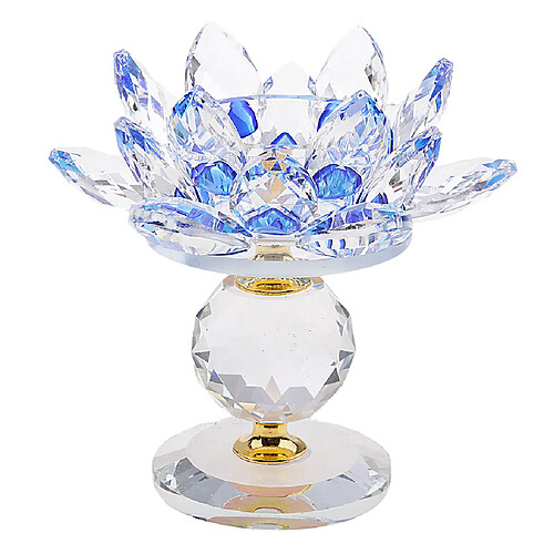 cristal lotus fleur bougeoir photophore maison feng shui décor bleu