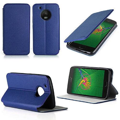 Xeptio Etui coque Lenovo Moto G5 PLUS 5,2 pouces 2017 bleu - Housse pochette