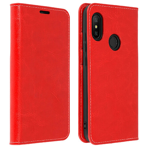 Avizar Étui Xiaomi Mi A2 Lite Housse Cuir Portefeuille Fonction Support - rouge