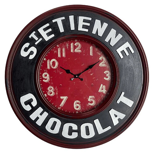 L'Héritier Du Temps Horloge Murale Pendule en Fer et Verre St Etienne Chocolat 6x60x60cm