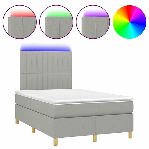 Maison Chic Lit adulte- Lit + matelas + LED,Sommier à lattes de lit matelas LED gris clair 120x190 cm tissu -GKD84215