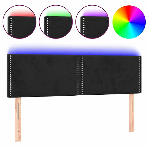 Maison Chic Tête de lit moderne à LED lumineuse pour chambre - Décoration de lit Noir 144x5x78/88 cm Velours -MN59570