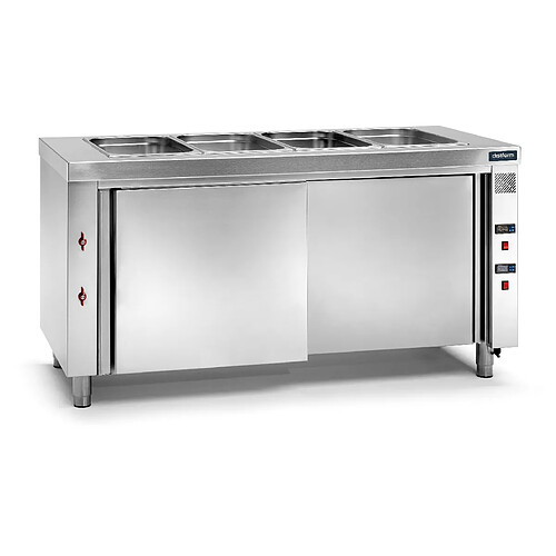 Meuble Chauffant Inox Bain-Marie 3 Bacs GN 1/1 Gamme 700 avec Réserve - 3200 W - Distform