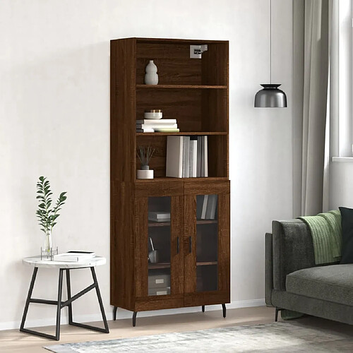 vidaXL Buffet haut Chêne marron 69,5x34x180 cm Bois d'ingénierie