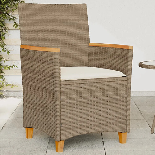 Maison Chic Lot de 2 Chaises de jardin coussins | chaises Relax beige résine tressée bois -GKD73941