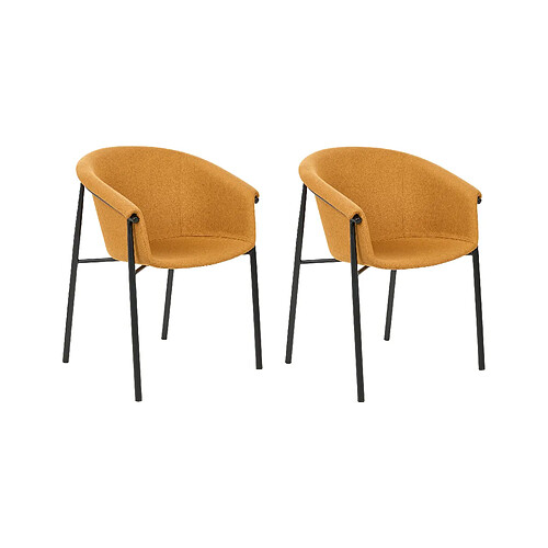 Beliani Chaise de salle à manger AMES Set de 2 Tissu Orange