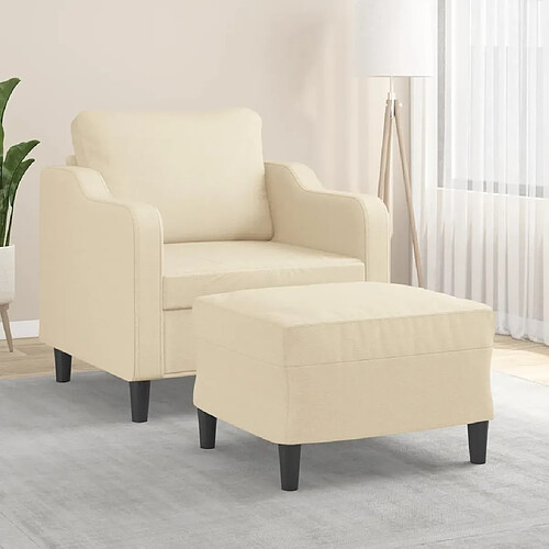 vidaXL Fauteuil avec repose-pied Crème 60 cm Tissu