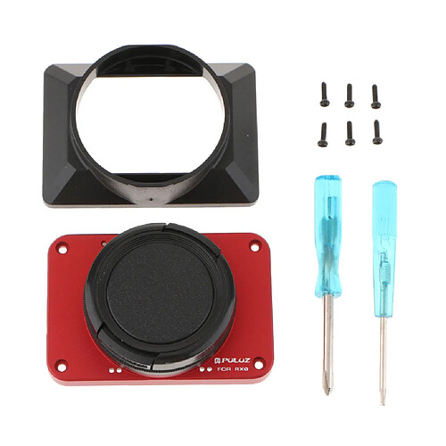 pour kit accessoire sony rx0 objectif panneau avant + filtre uv + capuchon rouge