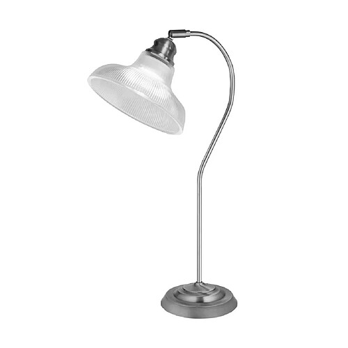 Searchlight Lampe de table, argent satiné, verre de style Holphane