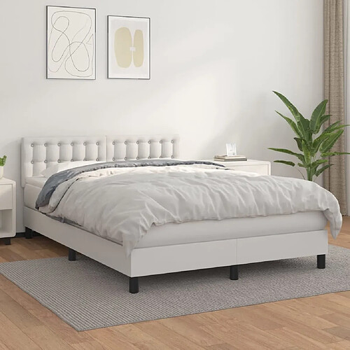 Maison Chic Lit Adulte - Lit simple Lit à sommier tapissier avec matelas moelleux - Meuble de Chambre Blanc 140x190cm Similicuir -MN81510