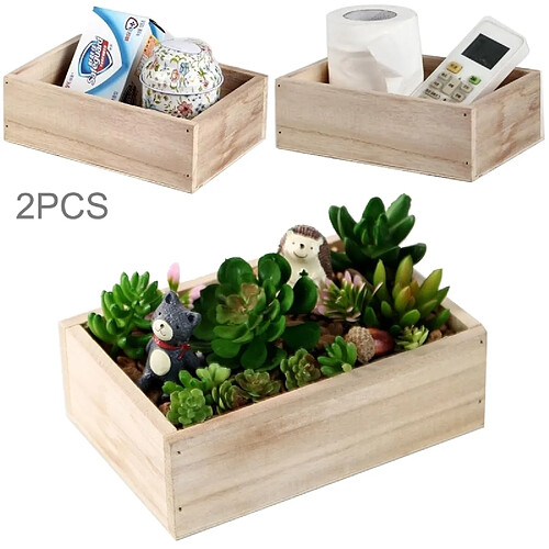 Wewoo Pot de fleur 2PCS Rétro Carré En Bois Multi - viande Petit De En Boîte Maison Jardinage Décoration