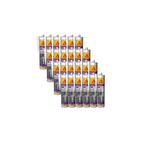 Lot de 24 mastic silicones SIKA Sikaseal 109 Menuiserie - Blanc PVC - 300ml