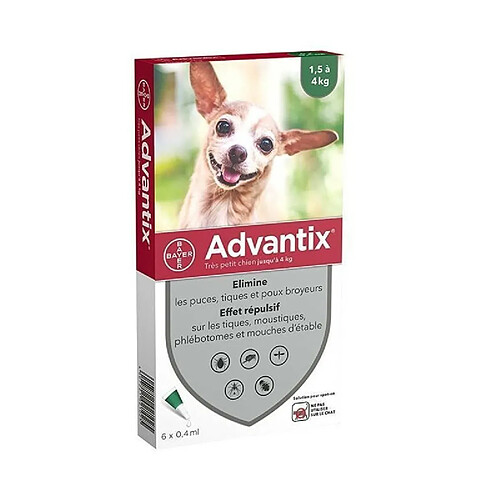 ADVANTIX 6 pipettes antiparasitaires - Pour tres petit chien de 1,5 a 4kg