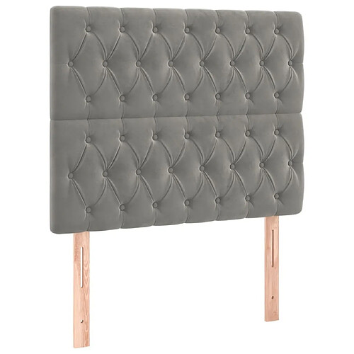 Maison Chic Lot de 2 Têtes de lit design pour chambre - Décoration de lit Gris clair 100x7x78/88 cm Velours -MN55772