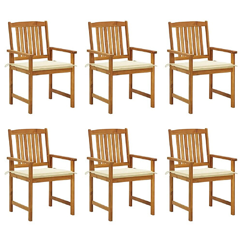 Maison Chic Lot de 6 Chaises de jardin avec coussins | chaises d'extérieur | Fauteuil Relax Bois d'acacia massif -GKD45680