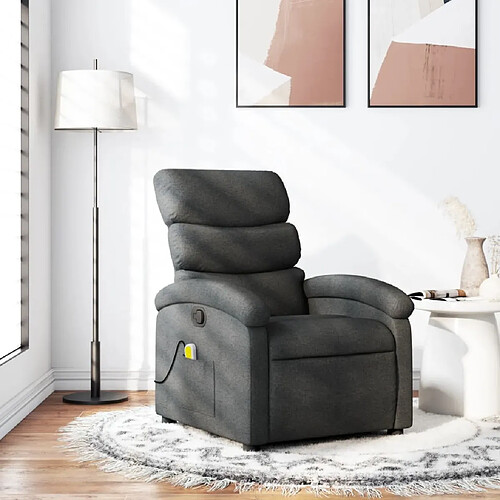 Maison Chic Fauteuil de massage inclinable,Fauteuil luxe de relaxation Gris foncé Tissu -MN63530