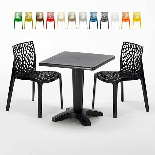 Grand Soleil Table et 2 chaises colorées polypropylen