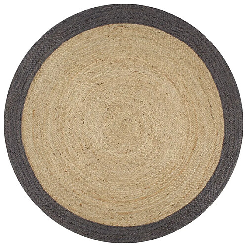 Decoshop26 Tapis fait à la main Jute avec bord gris foncé 120 cm DEC023473