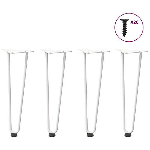 vidaXL Pieds de table en forme d'épingle à cheveux 4 pcs blanc 42 cm