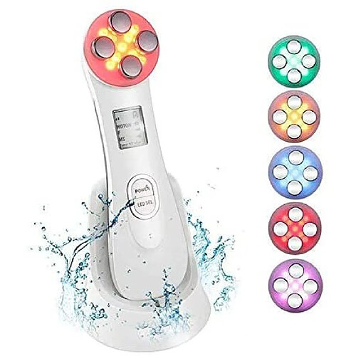 Chrono Dispositif de beauté ultrasonique 5 in1, 6 modes Appareil de massage de LED(Blanc)