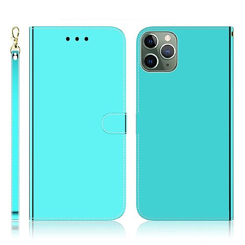 Wewoo Coque Etui à rabat en surface miroir avec pour iPhone 11 Pro fentes cartes et porte-cartes ainsi que portefeuille et lanière Vert menthe