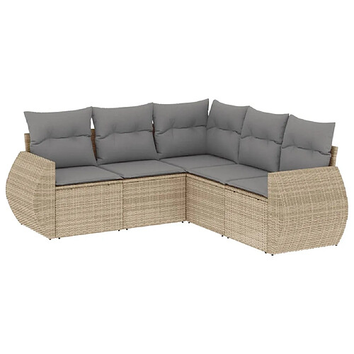 Maison Chic Salon de jardin avec coussins 5 pcs | Ensemble de Table et chaises | Mobilier d'Extérieur beige résine tressée -GKD94464