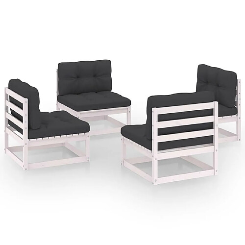 Maison Chic Salon de jardin 4 pcs + coussins - Mobilier/Meubles de jardin - Table et chaises d'extérieur Bois de pin massif -MN39490