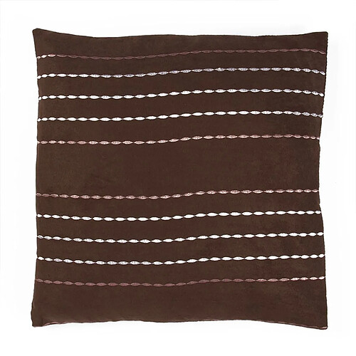 Thedecofactory BRODERIE - Coussin effet suédine avec broderies marron 40x40