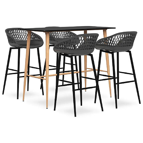 vidaXL Ensemble de bar 5 pcs Noir et gris