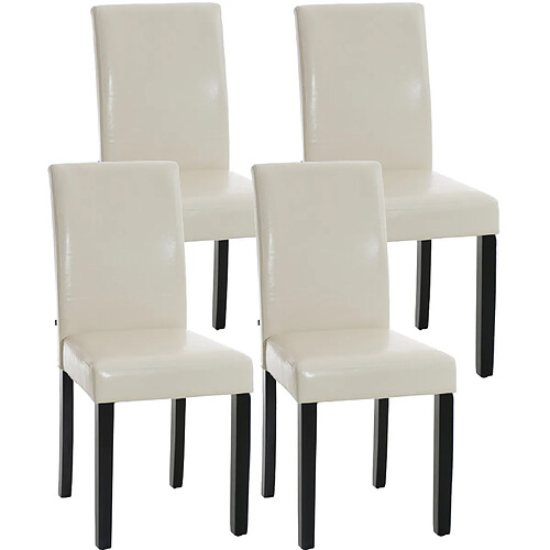 Decoshop26 Lot de 4 chaises de salle à manger design classique en PVC crème et pieds en bois noir 10_0001765