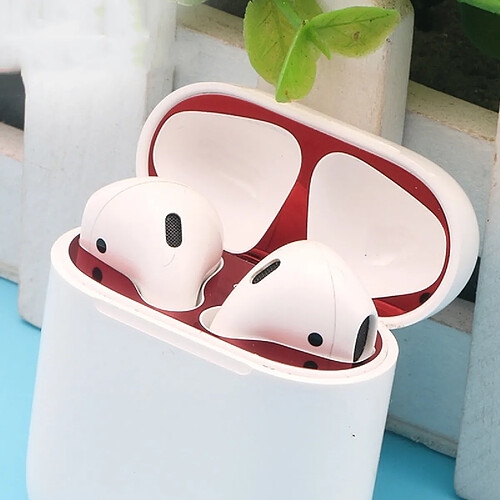 Wewoo Autocollant Anti-Poussière AirPods 2 - Rouge