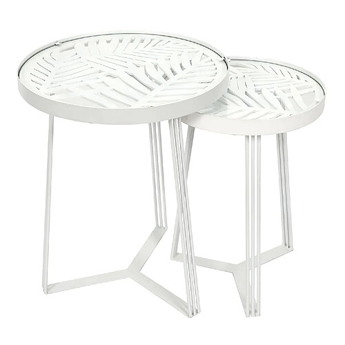 The Home Deco Factory Lot de 2 tables gigognes - Blanc