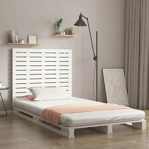 Maison Chic Tête de lit scandinave,Meuble de chambre murale Blanc 81x3x91,5 cm Bois massif de pin -MN67536