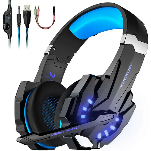 Chrono Casque Gamer PC avec Anti-Bruit, Réglable Micro Basse Stéréo, 3.5mm Jack et LED Lumière Casque PS4 pour PC/Xbox/Switch/Mac/Ordinateur/Laptop(noir)