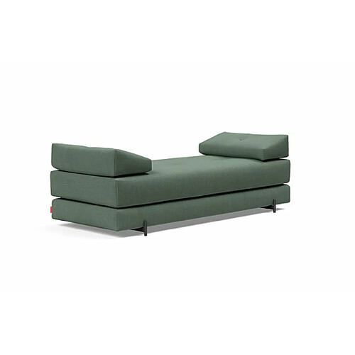 Inside 75 Méridienne design SIGMUND INDU Elegance, Green convertible lit 160*200 cm pieds Acier noir