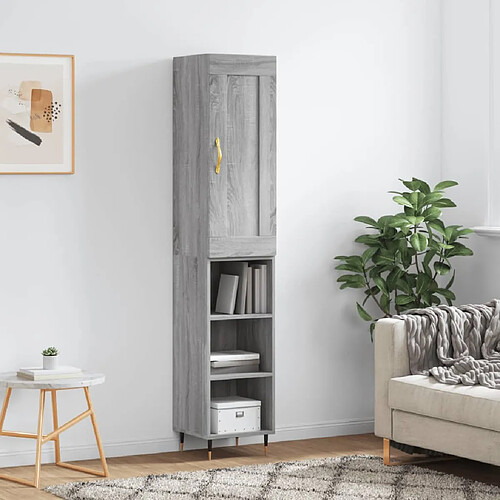 vidaXL Buffet haut Sonoma gris 34,5x34x180 cm Bois d'ingénierie