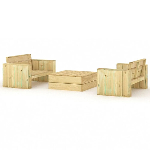 Maison Chic Salon de jardin 3 pcs - Table et chaises d'extérieur - Mobilier/Meubles de jardin Moderne Bois massif de pin imprégné -MN71845