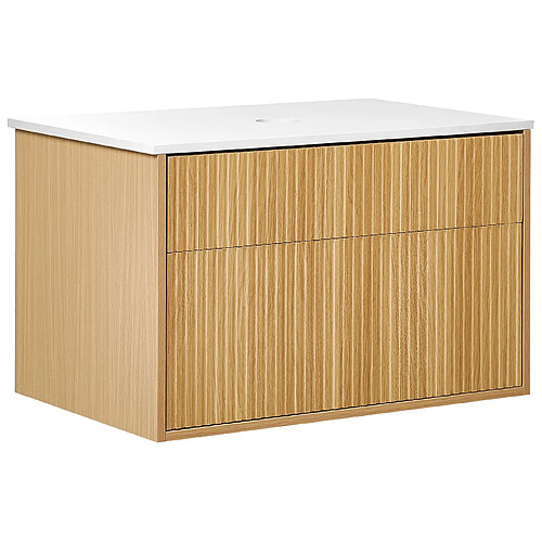 Beliani Meuble de salle de bains 80 x 52 cm en bois clair BEXTI