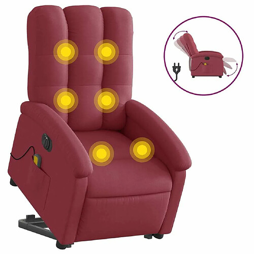 Maison Chic Fauteuil Relax pour salon, Fauteuil inclinable de massage électrique Rouge bordeaux Tissu -GKD75604