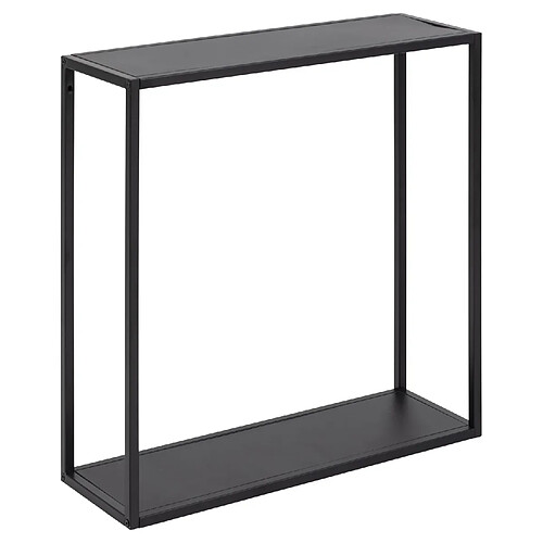 Toilinux Grande Etagère murale carrée 2 tablettes en métal - L.60cm x H.60cm - Noir