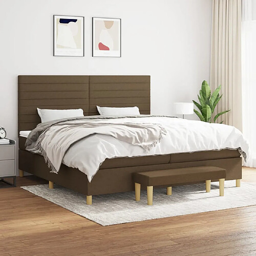 vidaXL Sommier à lattes de lit avec matelas Marron foncé 200x200 cm