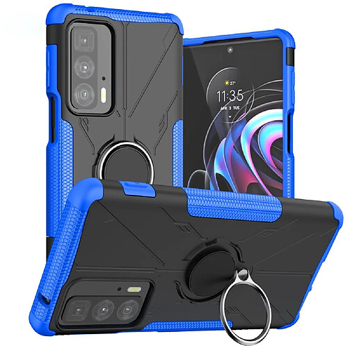 Coque en TPU anti-chocs avec béquille pour votre Motorola Edge 20 Pro - bleu