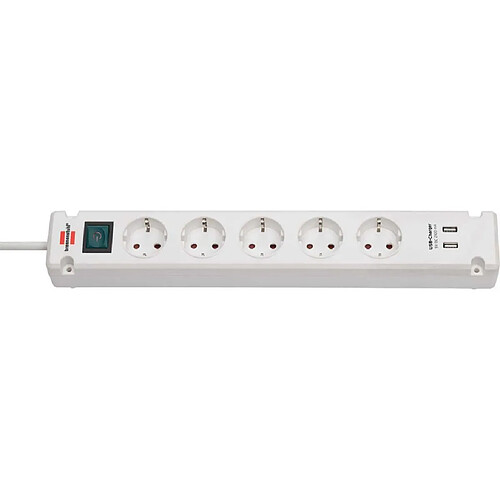 Alpexe Brennenstuhl Bremounta Extension Socket 5-way 2x USB white 3m H05VV-F 3G1.5