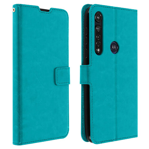 Avizar Housse Motorola Moto G8 Plus Porte-carte Fonction Support Vintage bleu