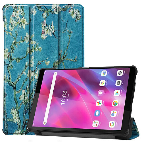 Etui en PU avec support fleur à trois volets prunier pour votre Lenovo Tab M8 (3rd Gen)