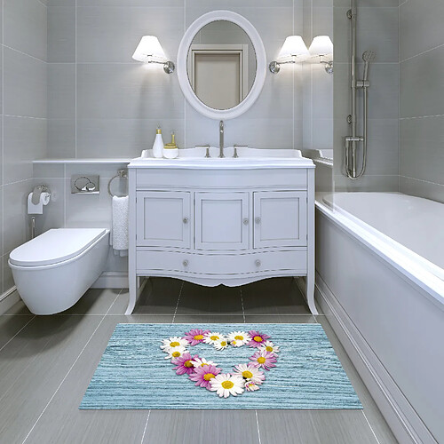 Alter Tapis de salle de bain, 100% Made in Italy, Tapis antitache avec impression numérique, Tapis antidérapant et lavable, Modèle Alana, cm 62x52